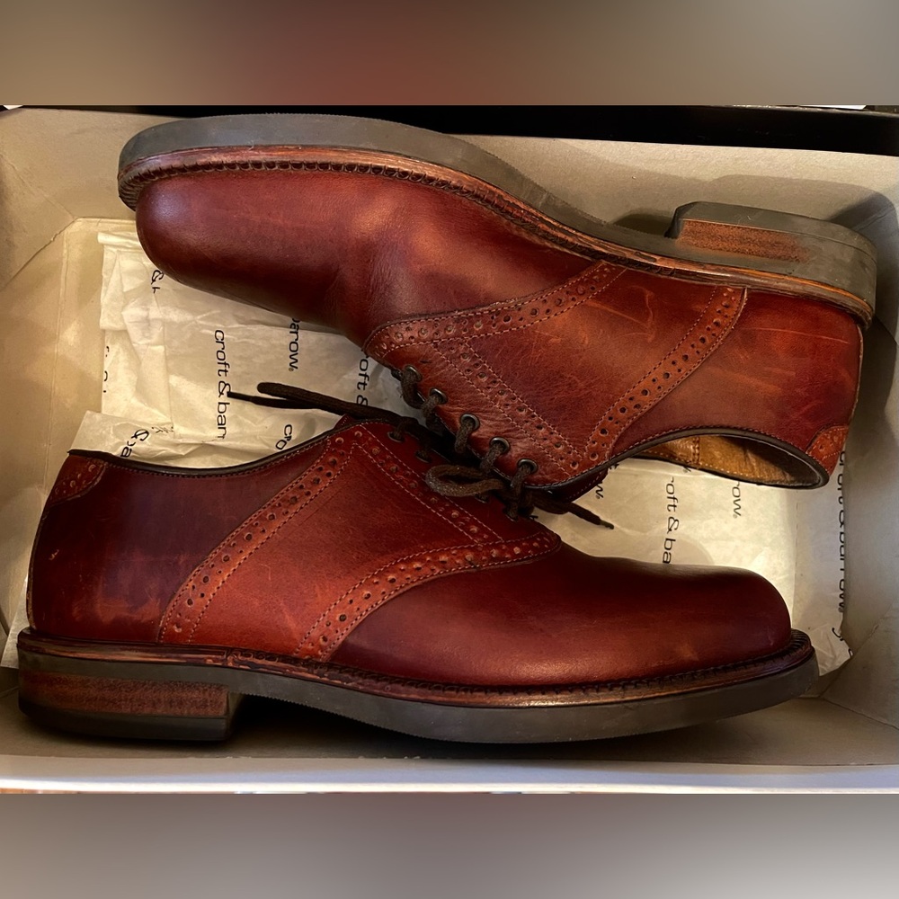 Eclipse Brown Leather Oxford Shoes with Brogue Detailing Made in Italy